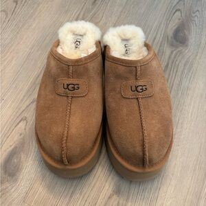 UGG Tan Suede Slippers with Plush Lining